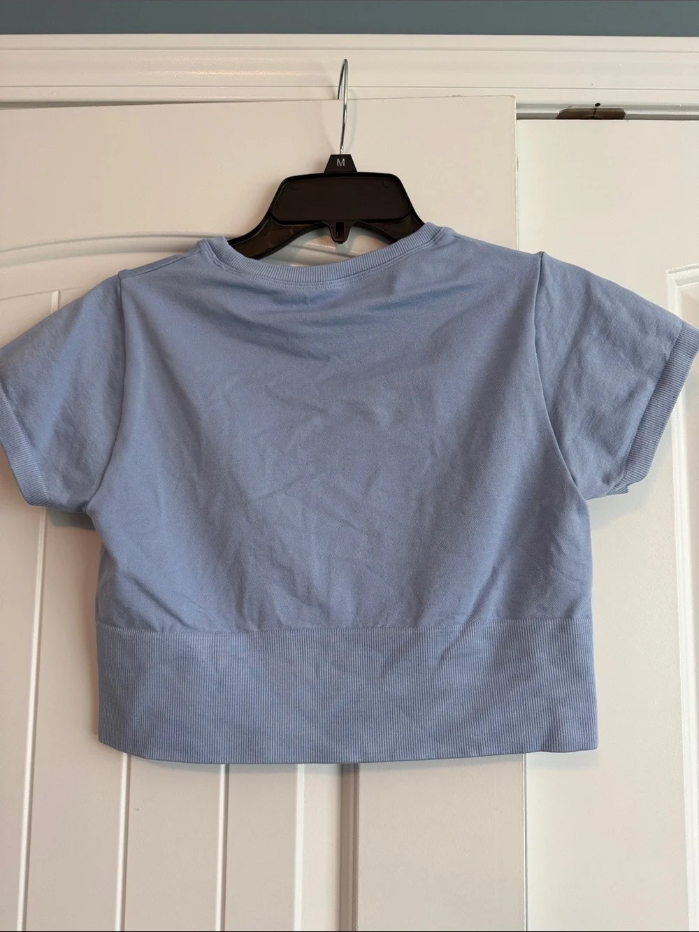 aerie Light Blue Short Sleeve Crop Top - Picture 3 of 4